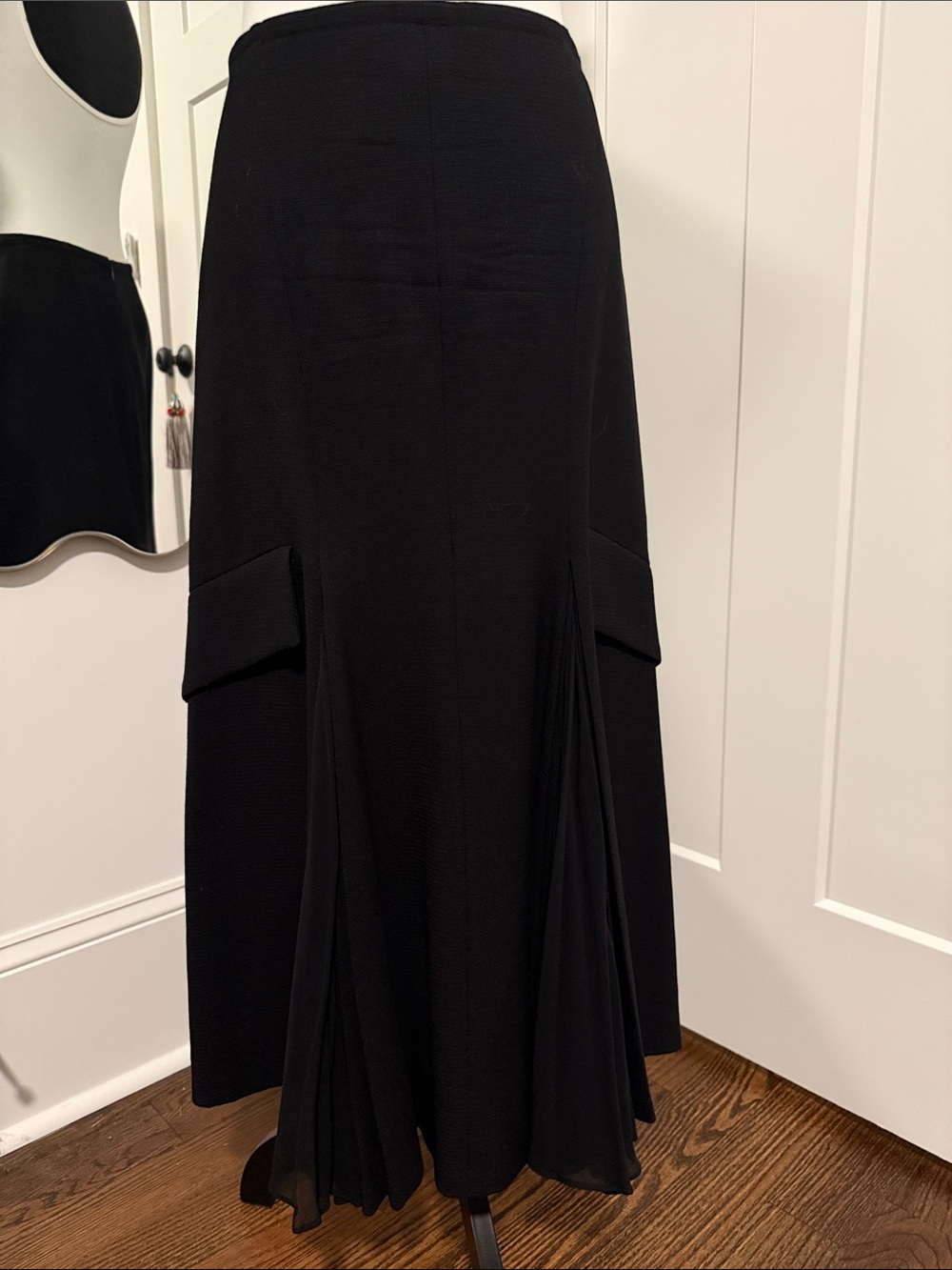 Calvin Klein Collection Black Maxi Skirt with Paneled Inset